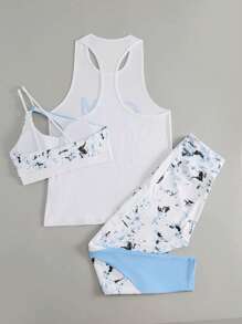 SHEIN Sport Studio Letter Graphic Sports Set Workout Set Workout Women Setwomen Workout Set