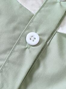 SHEIN 嬰兒女嬰荷葉邊前蝴蝶結連衣裙 - 綠色 - 查看 3