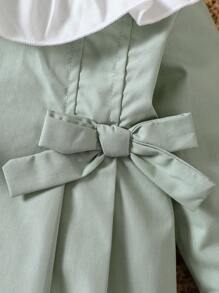 SHEIN 嬰兒女嬰荷葉邊前蝴蝶結連衣裙 - 綠色 - 查看 5