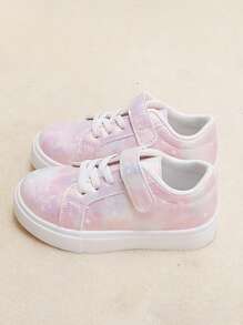 Girls Star Print Hook-and-loop Fastener Lace Up Front Skate Shoes For Outdoor
