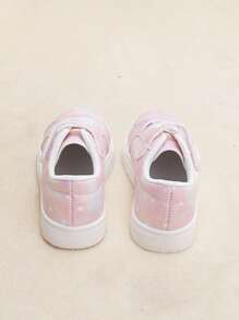 Girls Star Print Hook-and-loop Fastener Lace Up Front Skate Shoes For Outdoor