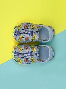 Giày Clogs rỗng thoáng khí họa tiết cá mập cho trẻ em - Màu xanh bụi bặm - Xem 6