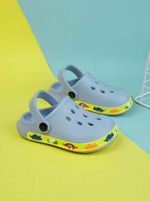 1 Đôi Bé Trai Thiết Kế Rỗng Hoạt Hình Họa Tiết Khủng Long Chống Trơn Trượt Có Lỗ Thông Hơi Làm Guốc Cho Mùa Hè - Màu xanh bụi bặm - Xem 7