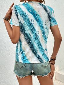 SHEIN LUNE In Đồ họa Vòng cổ Áo thun - Nhiều màu - Xem 2