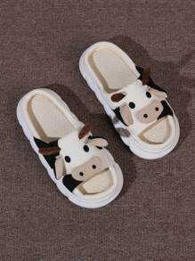 Dép Nữ Hoạt Hình Bò Thiết Kế Mới Lạ, Preppy Vải Đi Trong Nhà - Màu be - Xem 1