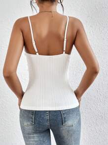 SHEIN Frenchy 拼接水溶蕾絲吊帶上衣 - 白色 - 查看 2