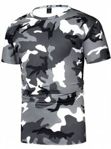 Manfinity LEGND 男士圆领短袖迷彩T恤 - 灰色 - 查看 5
