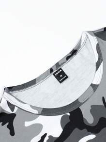 Manfinity LEGND 男士圆领短袖迷彩T恤 - 灰色 - 查看 6