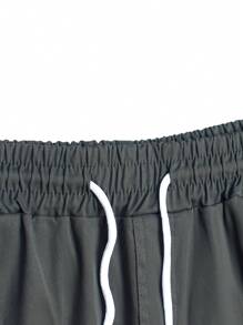 Nam Túi có nắp Eo dây rút Quần short - Xám - Xem 4