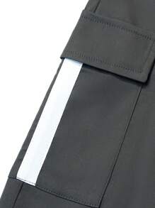 Nam Túi có nắp Eo dây rút Quần short - Xám - Xem 6