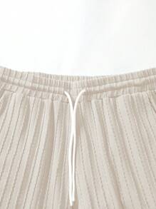 Manfinity Homme Conjunto de camiseta de manga corta y pantalones cortos de unicolor, corte holgado, hombros caídos para hombre, atuendo informal para salir - Albaricoque - Ver 5