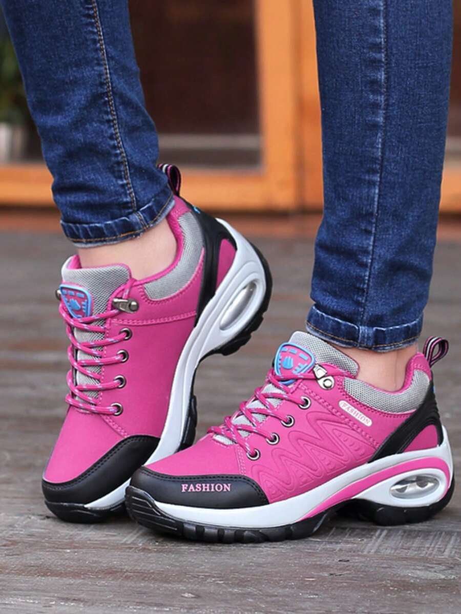 Thể thao Giày thể thao ngoài trời Đối với phụ nữ , Đồ họa Chữ cái Mặt trước thắt dây Giày Chạy bộ - Màu Hồng Tươi - Xem 1