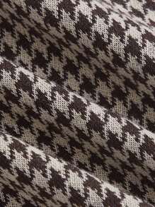 SHEIN MOD Houndstooth Print Button Front Vest Blazer & Pleated Skirt - Multicolor - View 4