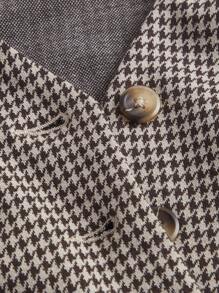 SHEIN MOD Houndstooth Print Button Front Vest Blazer & Pleated Skirt - Multicolor - View 3