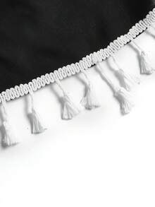 Flirla Plus Lace Up Front Tassel Trim Cami Top - Black - View 4