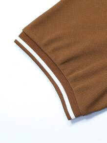 Manfinity Homme Nam Viền tương phản Áo polo - Cà phê nâu - Xem 8