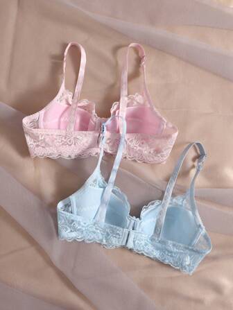 2 st blommig spets bh med bygel