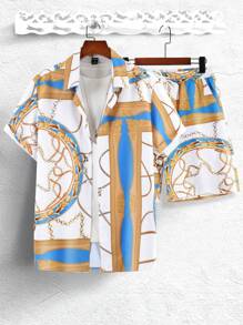 Manfinity RSRT Nam In Dây chuyền Áo sơ mi & Quần short - Nhiều màu - Xem 4