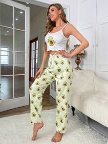 Cartoon Graphic Cami Top & Trousers PJ Set - Multicolor - View 6