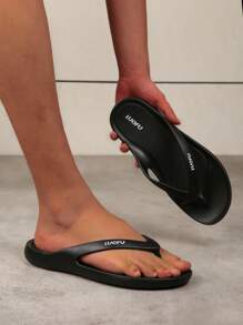 luofu New Men'S Flip Flops Outdoor Beach Sandals And Slippers Casual Comfortable Rubber Home Shoes - Black - View 1