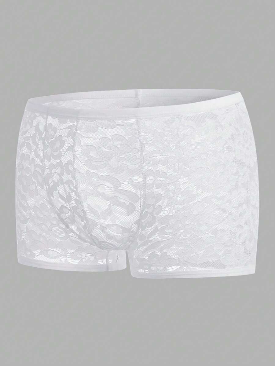Men Lace Boxer Brief - White - View 1