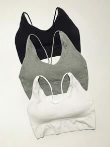 3件素色吊帶胸罩 - 彩色 - 查看 1