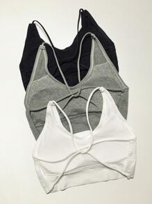 3件素色吊帶胸罩 - 彩色 - 查看 2