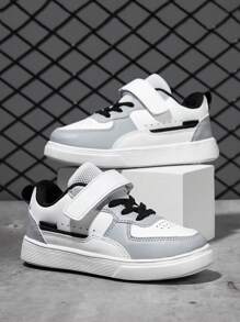 1 Pair Of Kids' Casual Sports Shoes With Strap Closure, Wear-Resistant, Lightweight, Breathable, Flexible, Shock-Absorbent, Quick-Drying, Waterproof, Non-Slip, Spliced Leather And Pu Upper, Suitable For Street Style, Running, Etc. - Multicolor - View 2