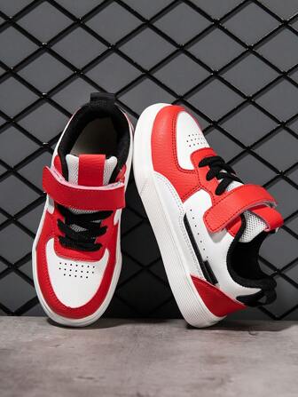 1 Pair Children's Shoes, Lightweight & Durable Outsole, Children Sports Shoes, Skate Shoes, Indoor & Outdoor Casual Sneakers, Low-Top, Hook & Loop Strap, Easy To Wear, Breathable, Anti-Slip, Elastic, Shock-Absorbing, Quick Dry, Waterproof