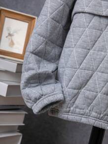 SHEIN Tween Boy Cartoon Patched Half Zip Hoodie - Grey - View 4