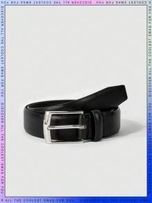 1入組兒童黑色PU皮革方形扣皮帶適用於日常生活適用於開學季