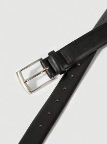 1入組兒童黑色PU皮革方形扣皮帶適用於日常生活適用於開學季