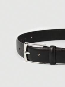 1入組兒童黑色PU皮革方形扣皮帶適用於日常生活適用於開學季