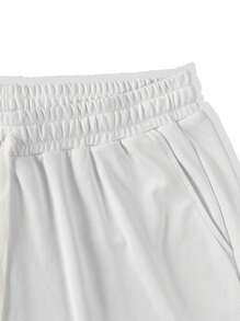 Manfinity Hypemode 男士加大尺碼純色寬鬆束口直筒褲 - 白色 - 查看 3