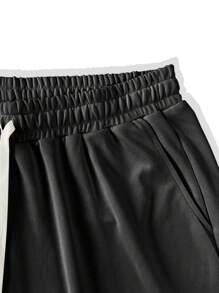 Manfinity Hypemode Men Plus Solid Drawstring Waist Trousers - Black - View 3