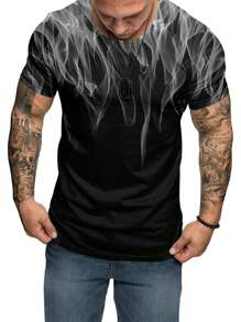 Manfinity LEGND Hombres talla grande Camiseta con estampado de dibujo - Negro - Ver 1