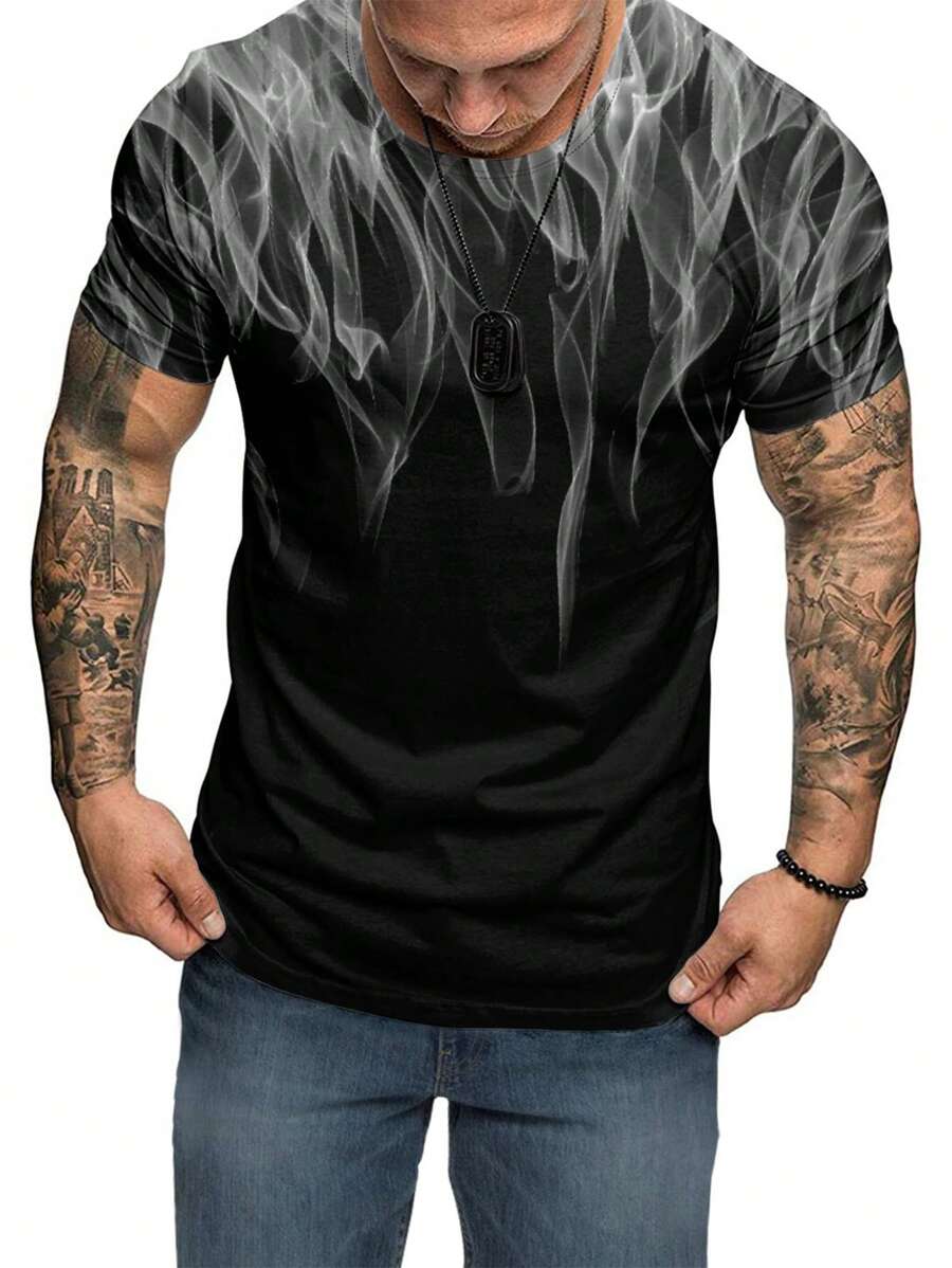 Manfinity LEGND Hombres talla grande Camiseta con estampado de dibujo - Negro - Ver 1