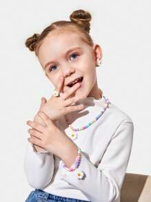 兒童花朵裝飾合成樹脂首飾套裝日常裝飾 - 彩色 - 查看 8