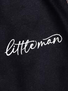 SHEIN Young Boy Plaid Print Hooded Shirt & Letter Graphic Sweatpants Without Tee