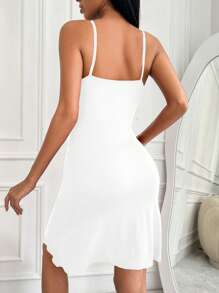 RueChic Lace Trim Cami Nightdress - White - View 2