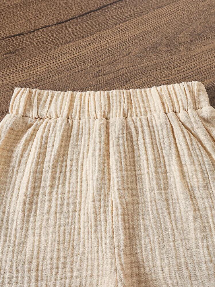 SHEIN Young Girl Solid Cami Top & Shorts & Button Up Shirt - Multicolor - View 5