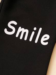 SHEIN 女小童字母和卡通圖案木耳邊喇叭褲