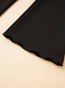 SHEIN 女小童字母和卡通圖案木耳邊喇叭褲