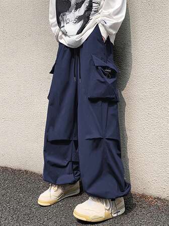 Guys Flap Pocket Side Drawstring Waist Cargo Pants