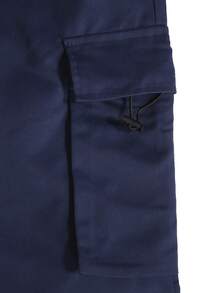 Manfinity Roghcode 男士側翻蓋口袋腰部抽繩工裝褲 - 藏蓝色 - 查看 3