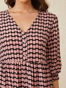 Beautiful Nomad Đầm Viên lá sen Tất cả trên in Dễ thương - Đỏ và trắng - Xem 3