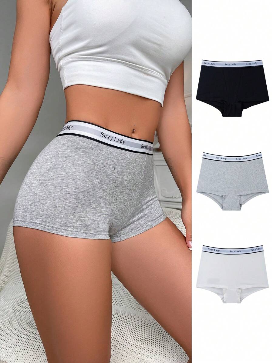 Women's Casual Sporty Boyshorts Multicolor Fabric Medium Stretch Underwear - Multicolor - View 1