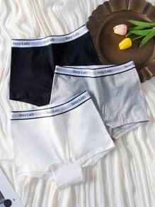 Women's Casual Sporty Boyshorts Multicolor Fabric Medium Stretch Underwear - Multicolor - View 4