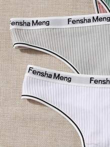 Yoga 6packs Rib Letter Tape Sexy Thongs Set Sports - Multicolor - View 3