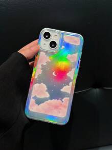 Shiny Laser Sequins Cloud Print Phone Case, Compatible With IPhone Cases - Multicolor - View 3